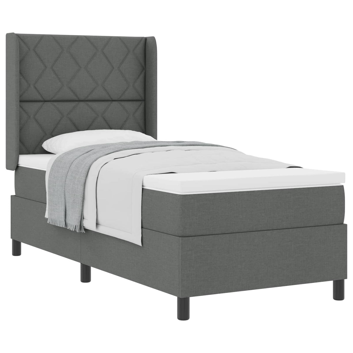 Boxspringbed met kussen Donkergrijs 200 x 90 cm Stof