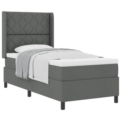 Boxspringbed met kussen Donkergrijs 200 x 90 cm Stof