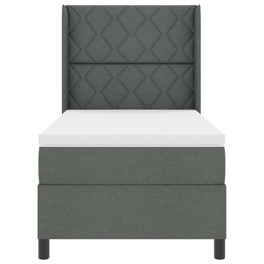 Boxspringbed met kussen Donkergrijs 200 x 90 cm Stof