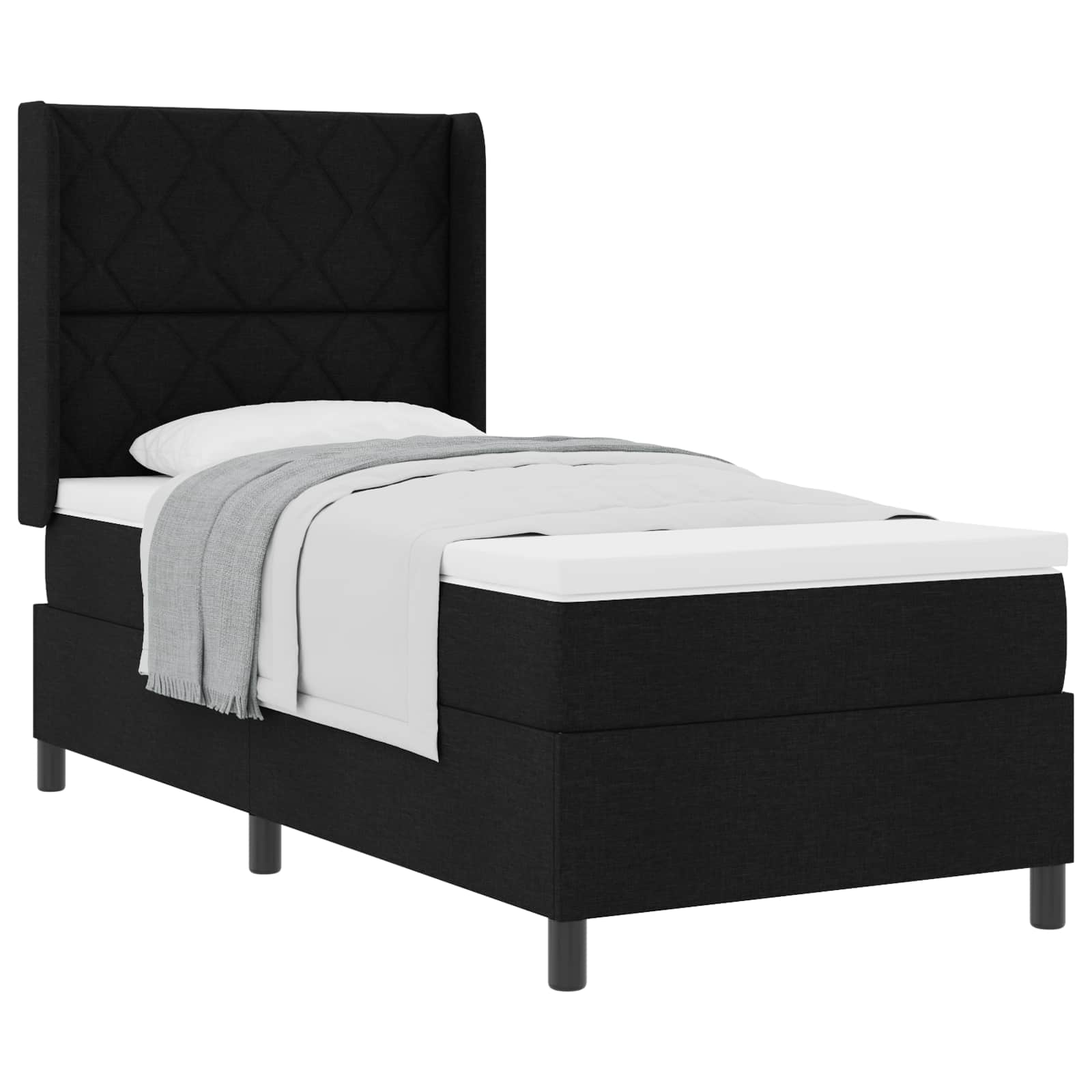 Boxspringbed met kussen met hoofdeinde Zwart 200 x 90 cm Stof