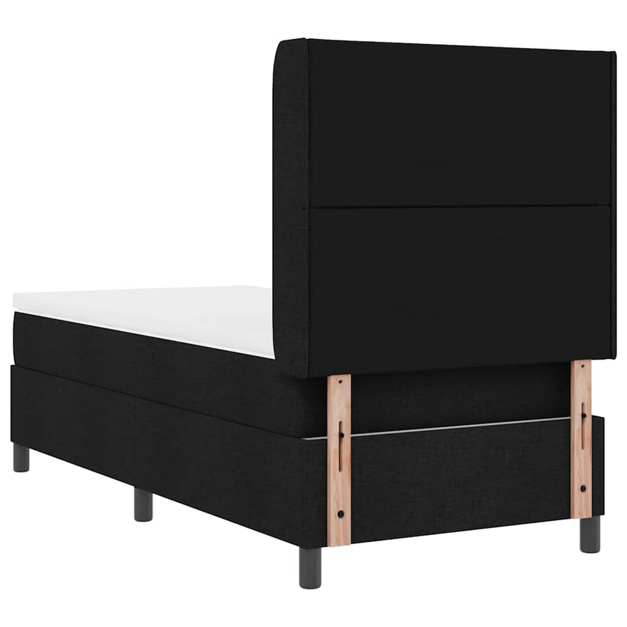 Boxspringbed met kussen met hoofdeinde Zwart 200 x 90 cm Stof