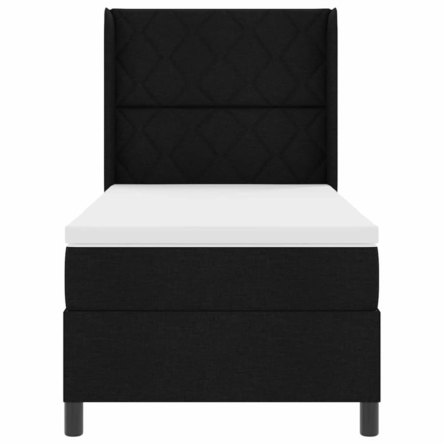 Boxspringbed met kussen met hoofdeinde Zwart 200 x 90 cm Stof