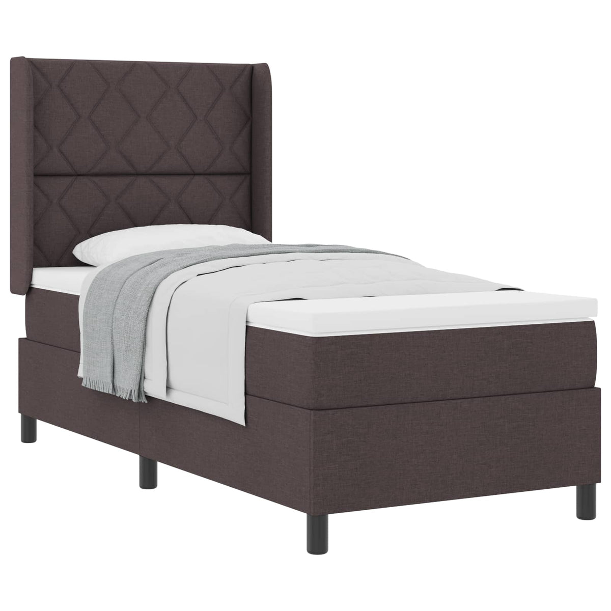 Boxspringbed met kussen Donkerbruin 200 x 90 cm Stof