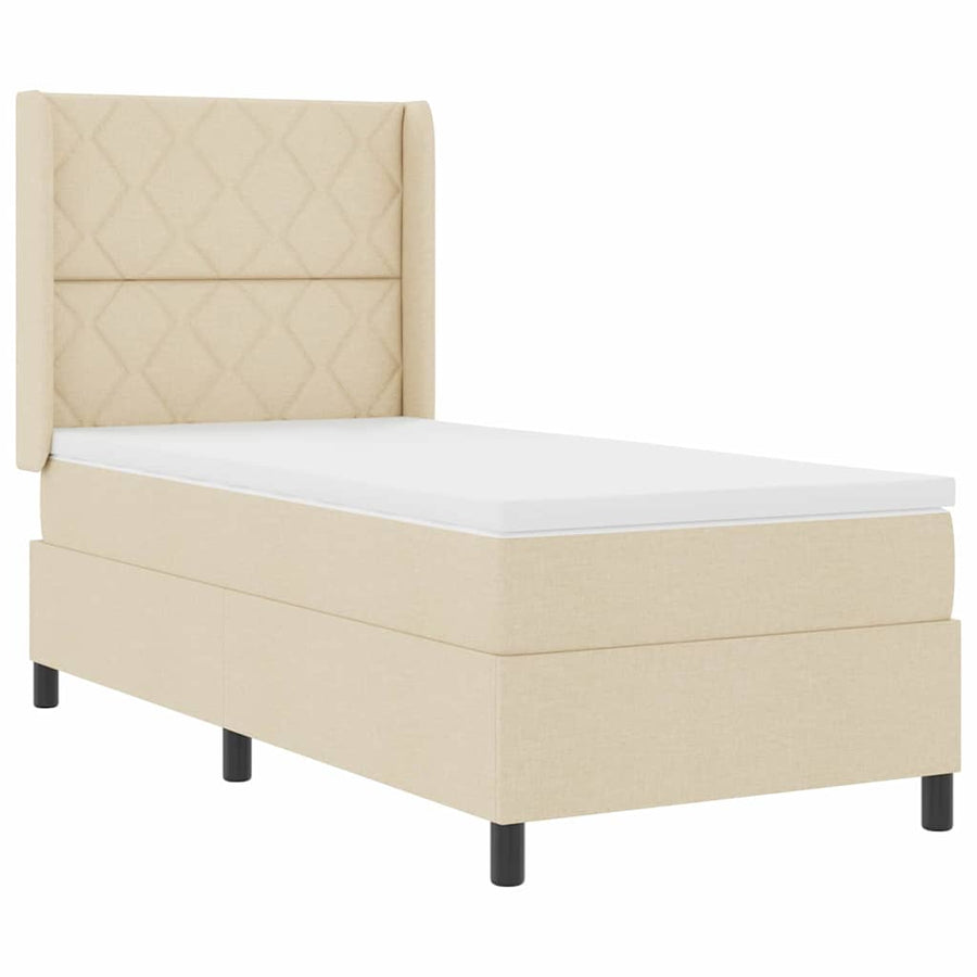 Boxspringbed met kussen met hoofdeinde Crème 200 x 90 cm Stof
