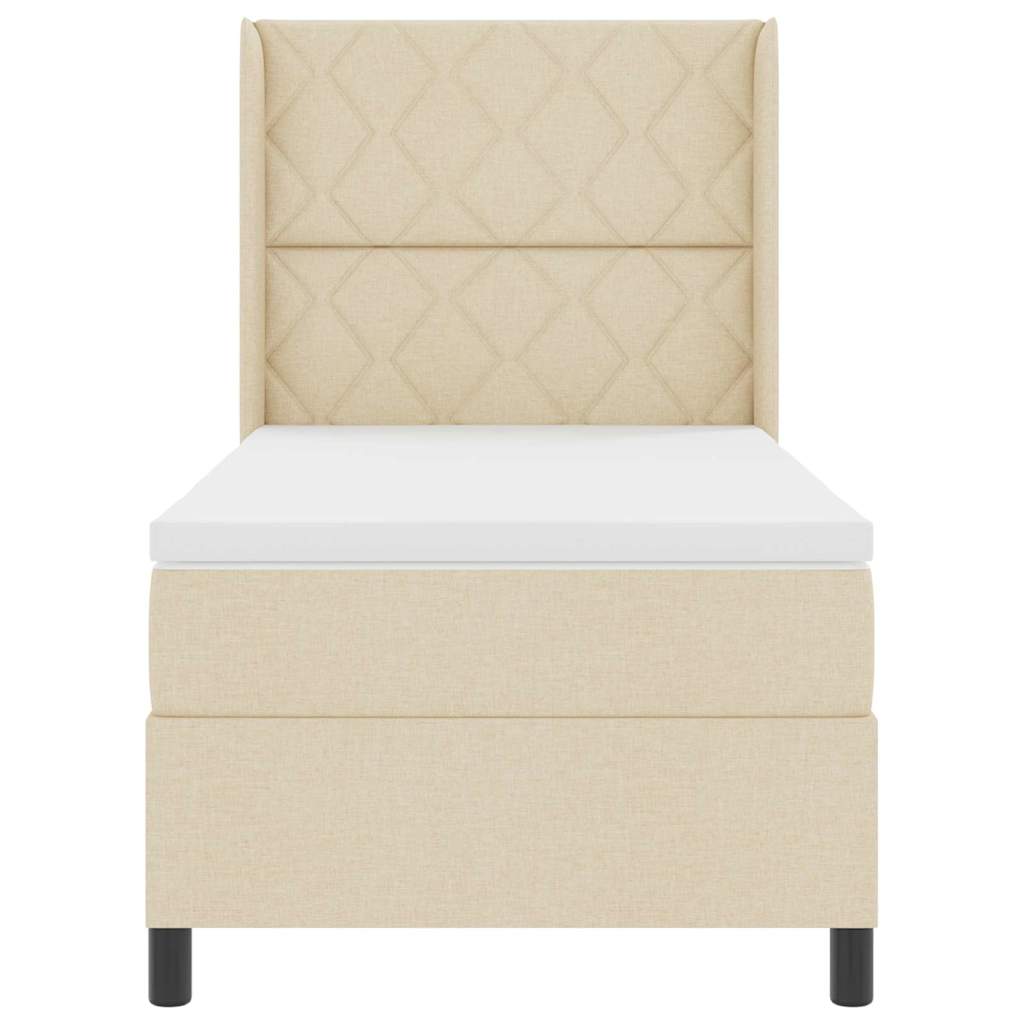 Boxspringbed met kussen met hoofdeinde Crème 200 x 90 cm Stof
