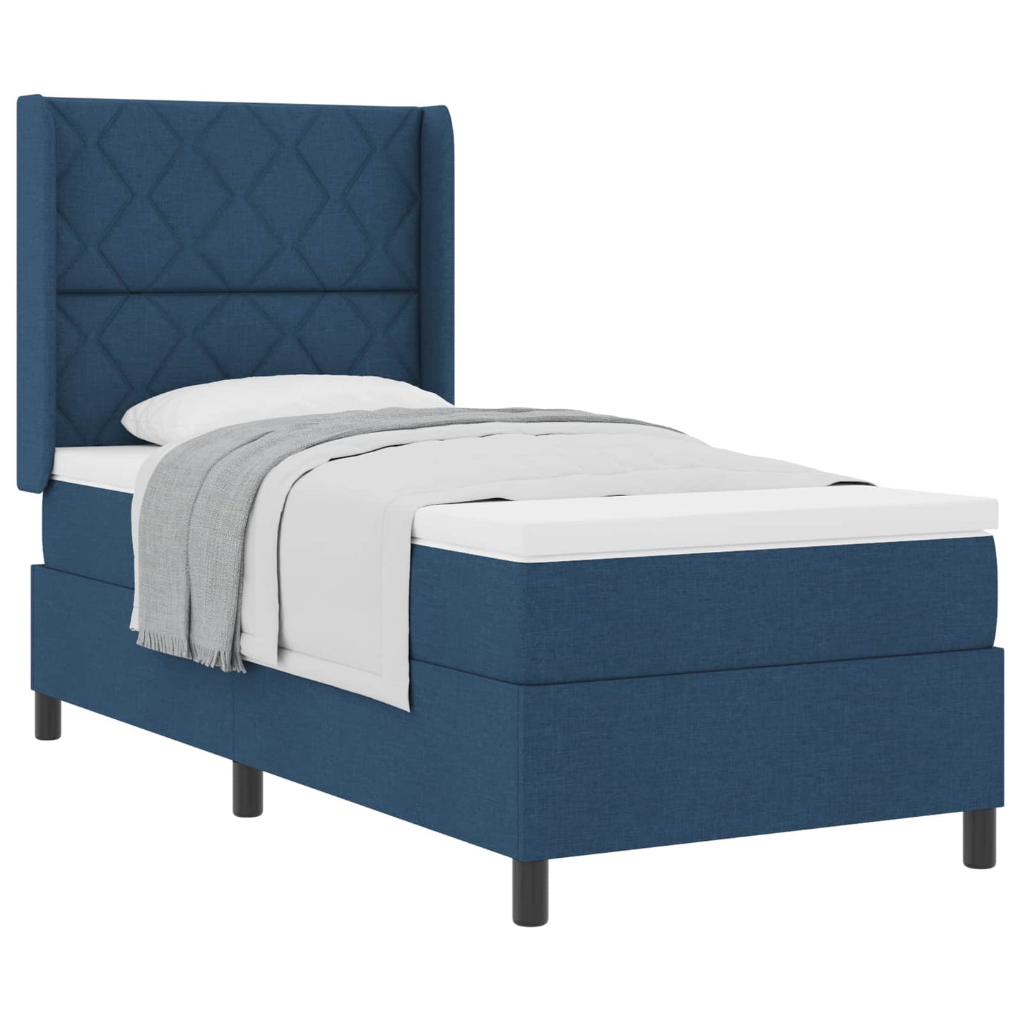 Boxspringbed met kussen met hoofdeinde Blauw 200 x 90 cm Stof