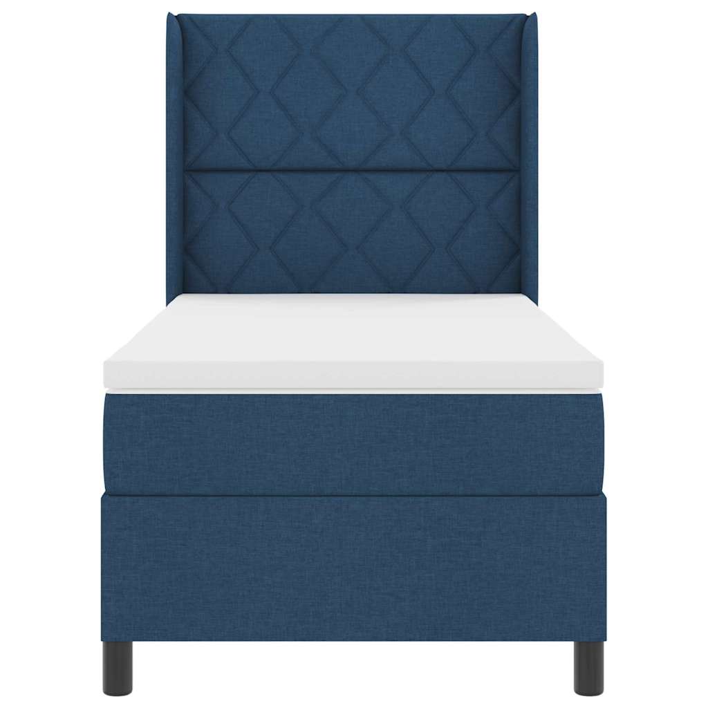 Boxspringbed met kussen met hoofdeinde Blauw 200 x 90 cm Stof