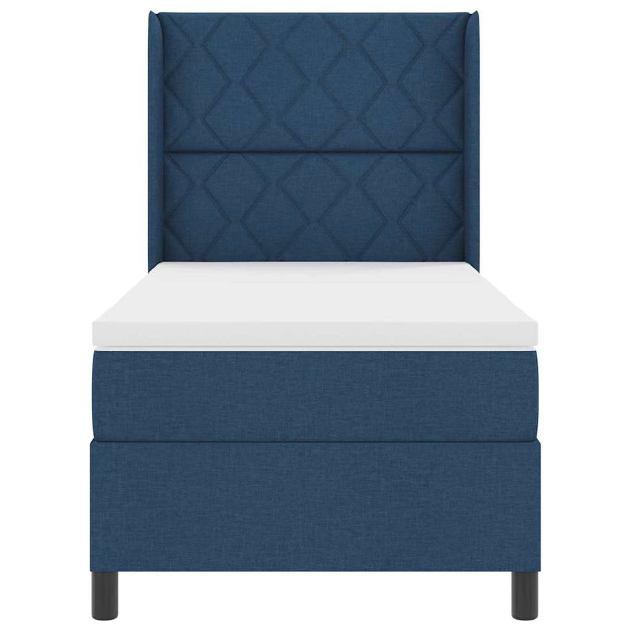 Boxspringbed met kussen met hoofdeinde Blauw 200 x 90 cm Stof