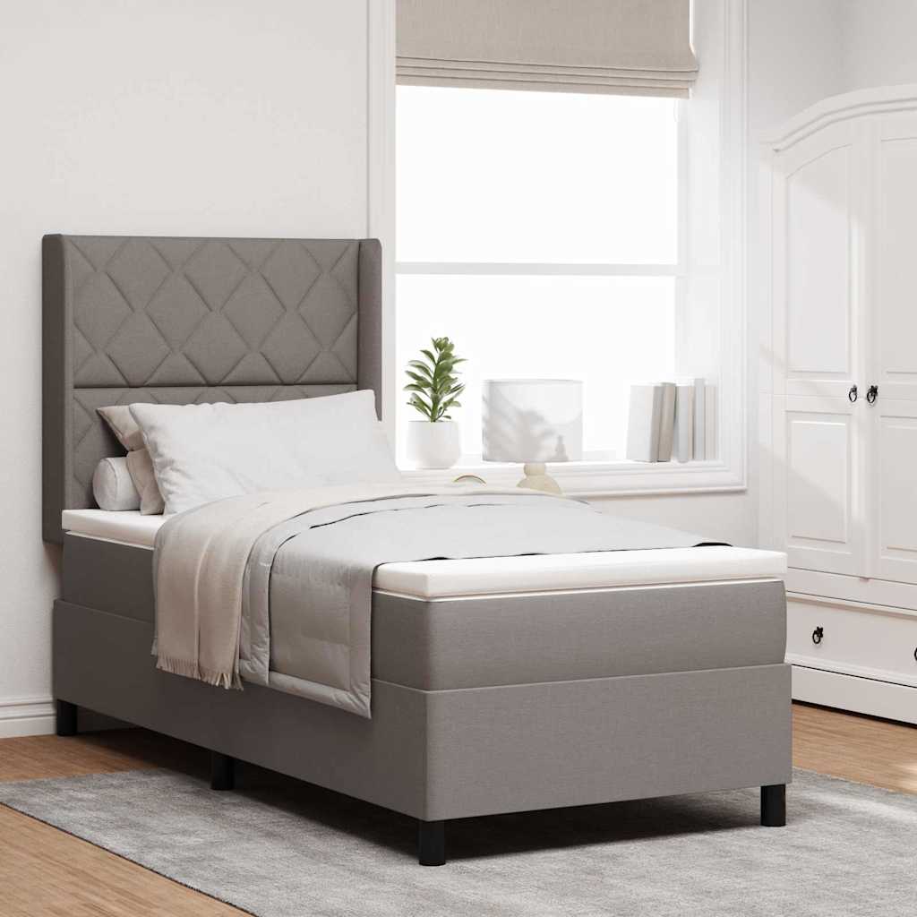 Boxspringbed met kussen met hoofdeinde Taupe 200 x 100 cm Stof