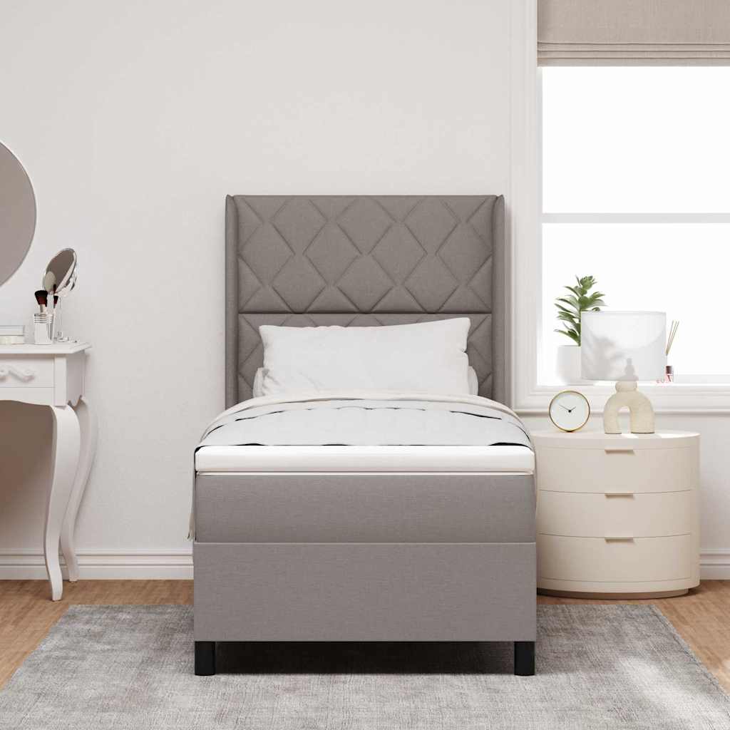 Boxspringbed met kussen met hoofdeinde Taupe 200 x 100 cm Stof