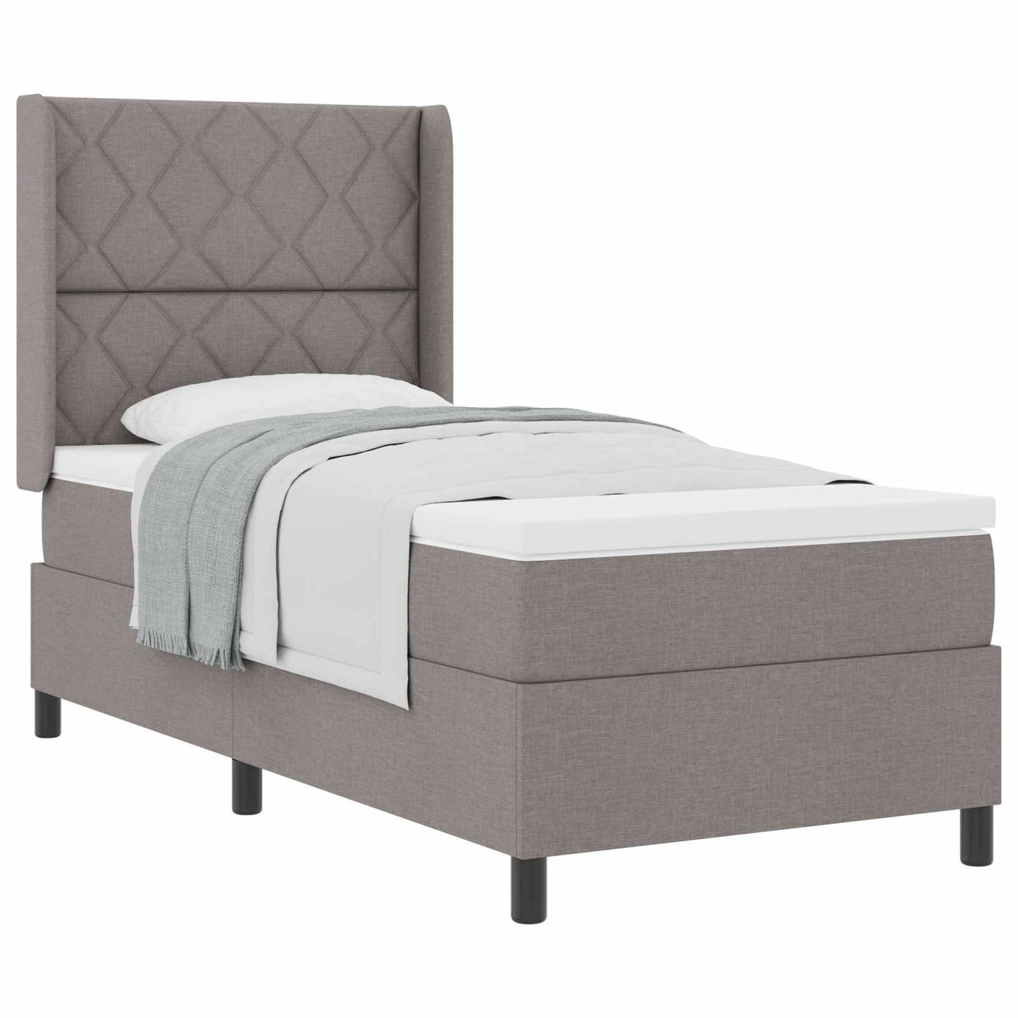 Boxspringbed met kussen met hoofdeinde Taupe 200 x 100 cm Stof
