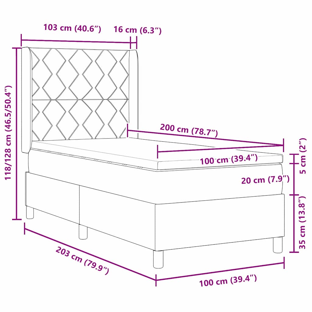 Boxspringbed met kussen met hoofdeinde Taupe 200 x 100 cm Stof