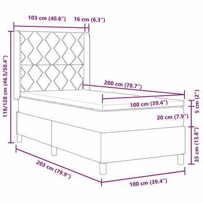 Boxspringbed met kussen met hoofdeinde Taupe 200 x 100 cm Stof