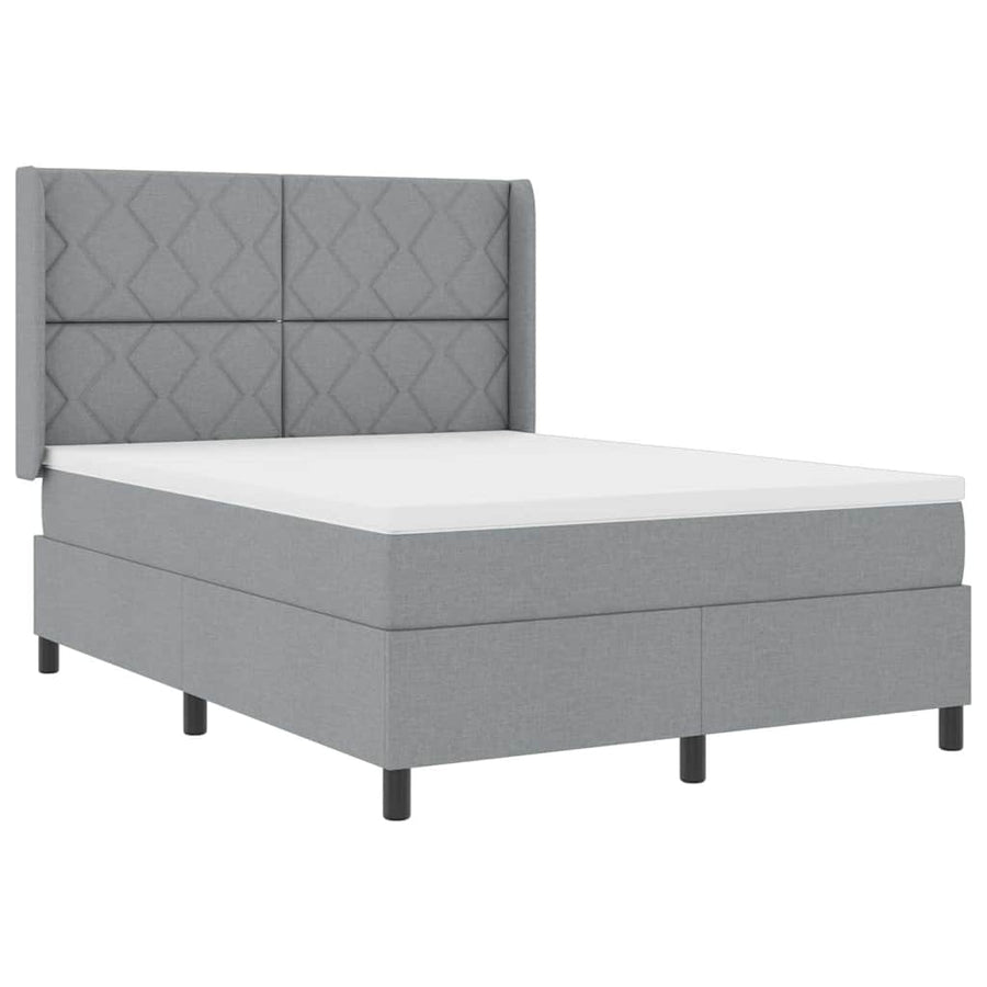 Boxspringbed met kussen Lichtgrijs 190 x 140 cm Stof