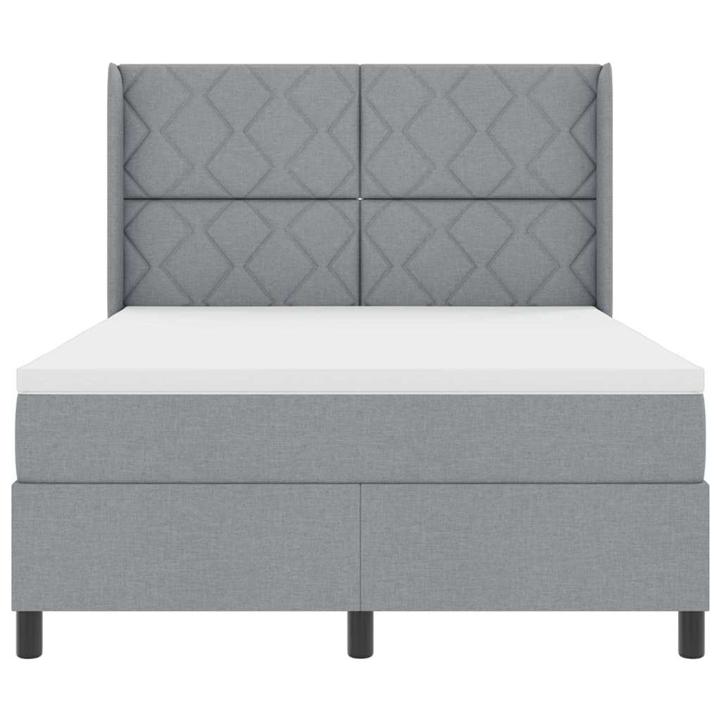 Boxspringbed met kussen Lichtgrijs 190 x 140 cm Stof