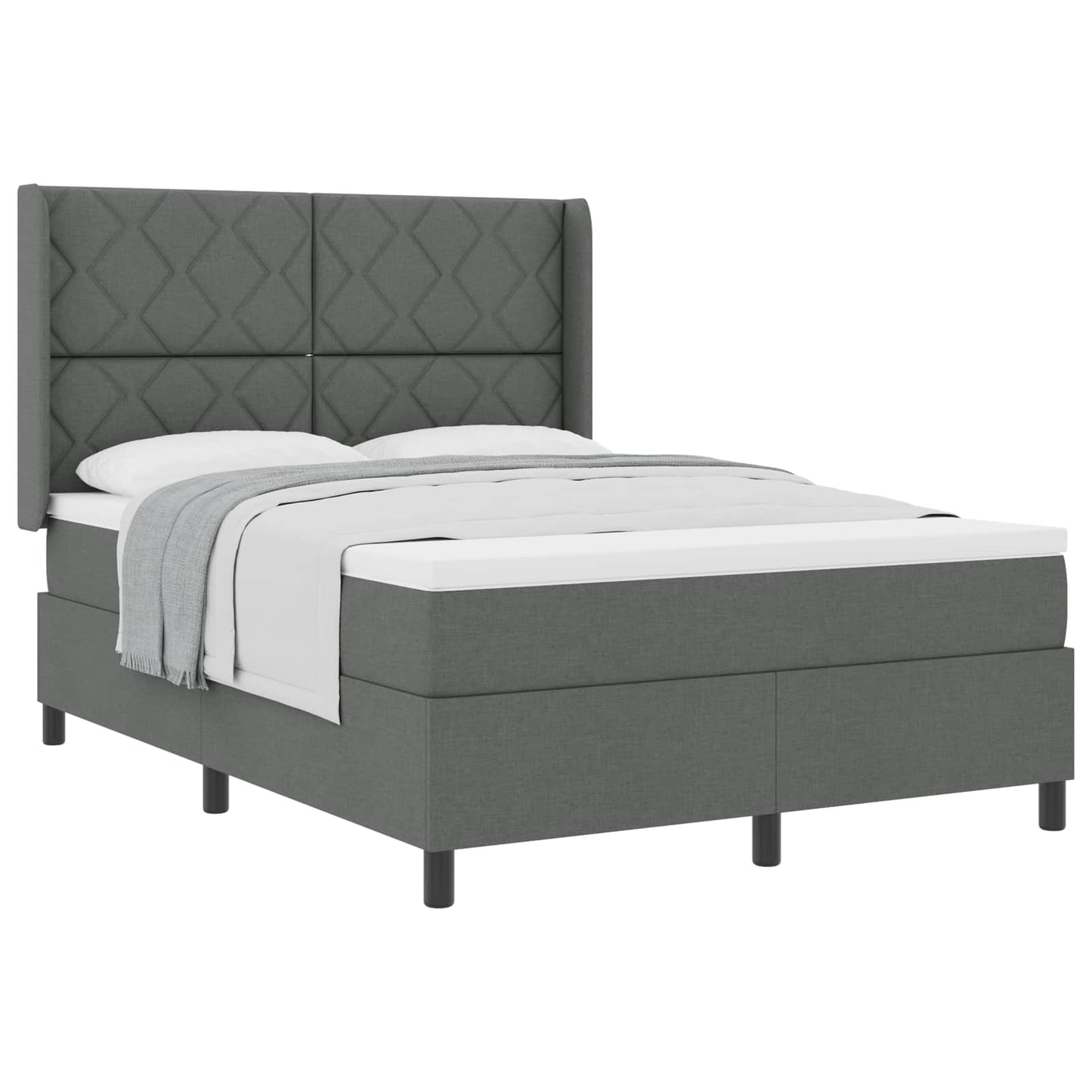Boxspringbed met kussen Donkergrijs 190 x 140 cm Stof