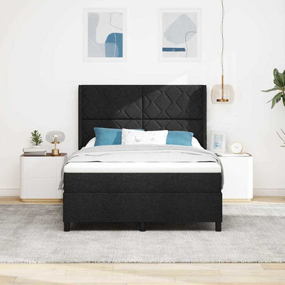 Boxspringbed met kussen met hoofdeinde Zwart 190 x 140 cm Stof