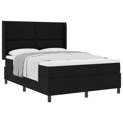 Boxspringbed met kussen met hoofdeinde Zwart 190 x 140 cm Stof