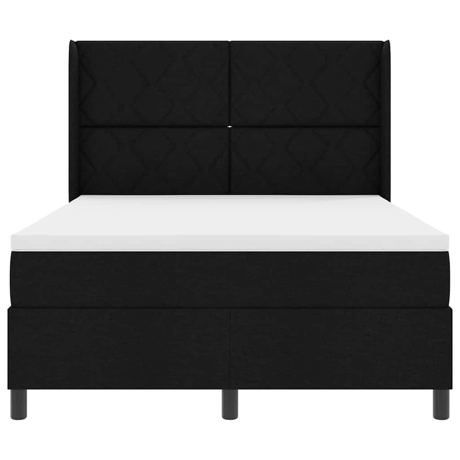Boxspringbed met kussen met hoofdeinde Zwart 190 x 140 cm Stof