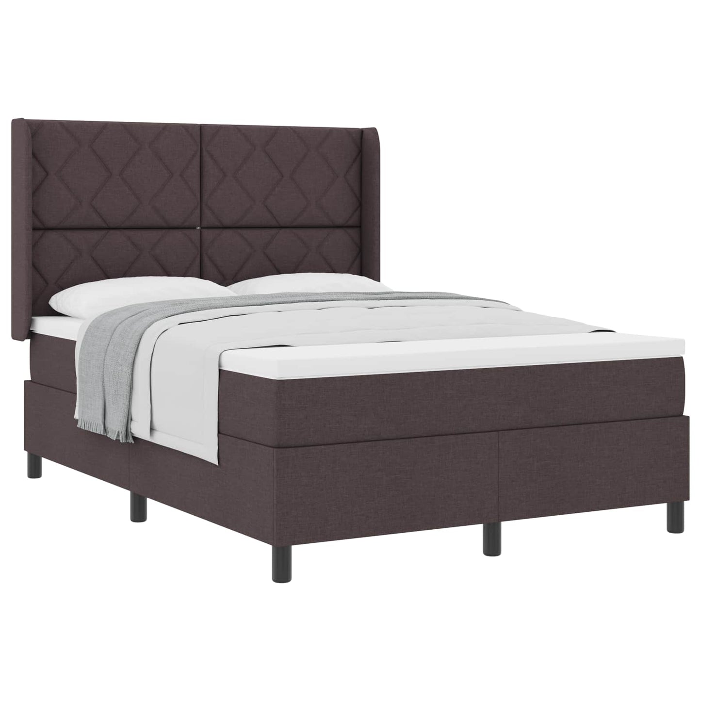 Boxspringbed met kussen Donkerbruin 190 x 140 cm Stof