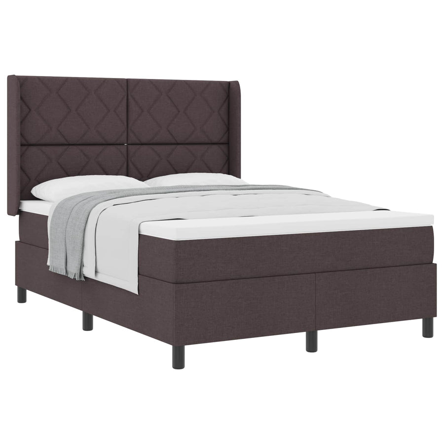 Boxspringbed met kussen Donkerbruin 190 x 140 cm Stof
