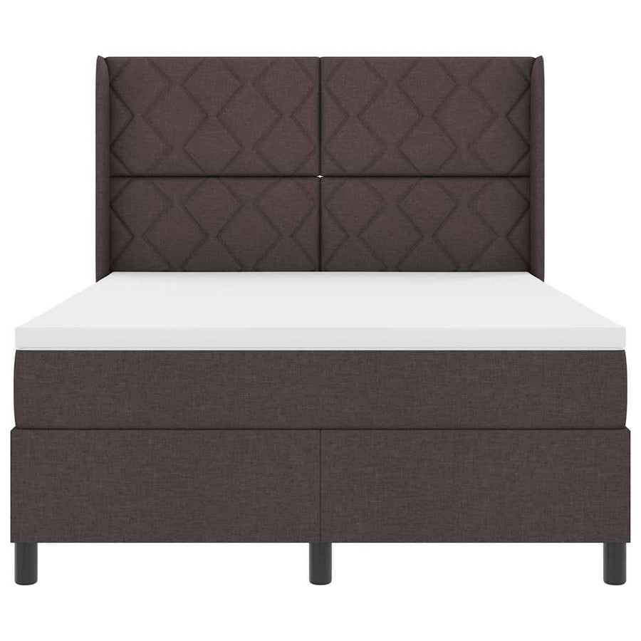 Boxspringbed met kussen Donkerbruin 190 x 140 cm Stof