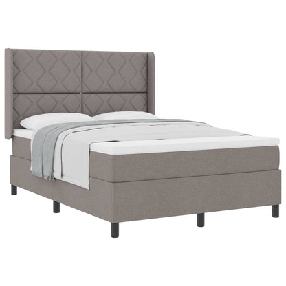 Boxspringbed met kussen met hoofdeinde Taupe 190 x 140 cm Stof