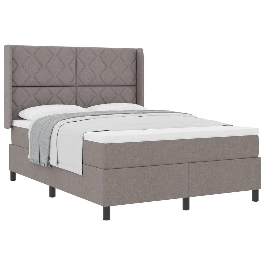Boxspringbed met kussen met hoofdeinde Taupe 190 x 140 cm Stof