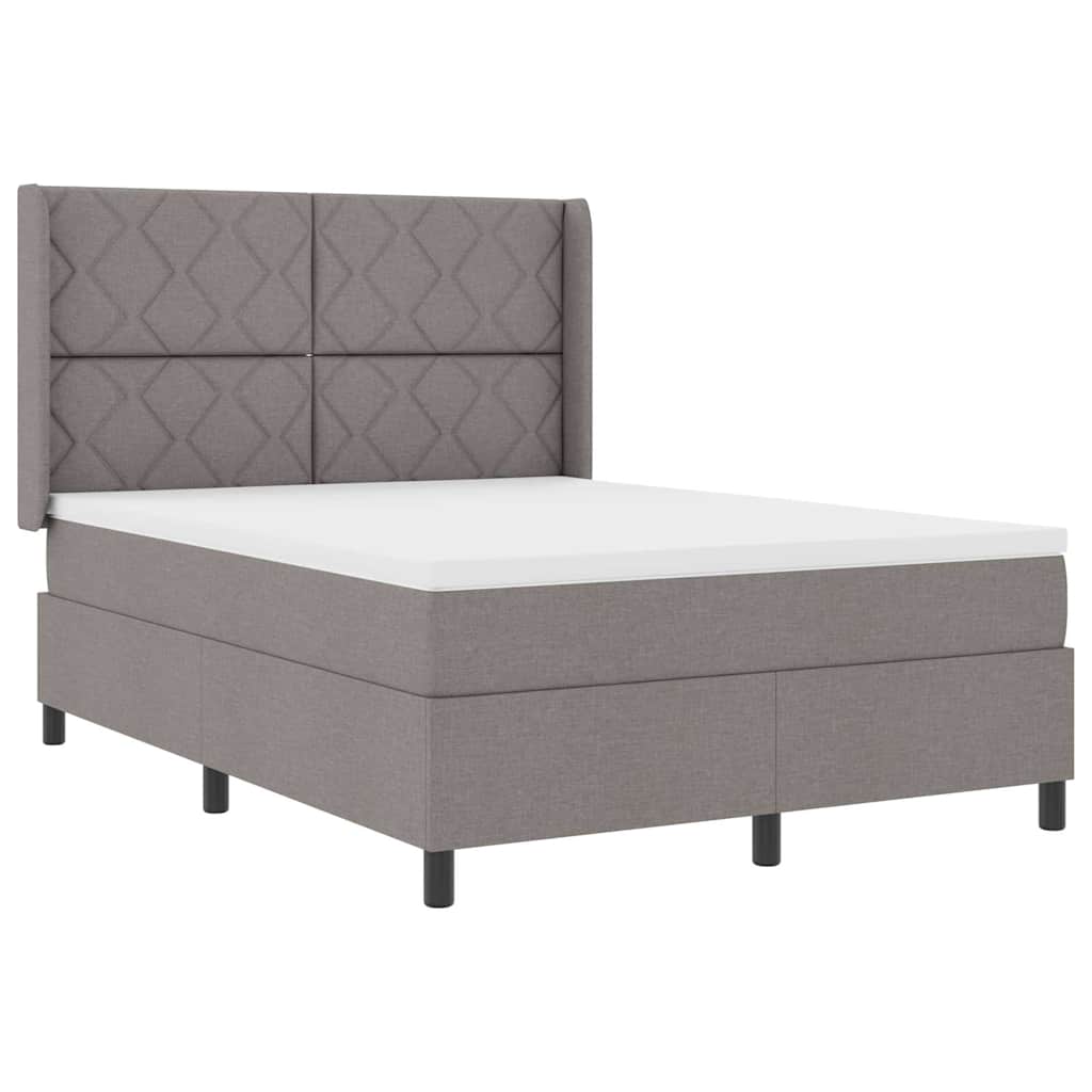 Boxspringbed met kussen met hoofdeinde Taupe 190 x 140 cm Stof