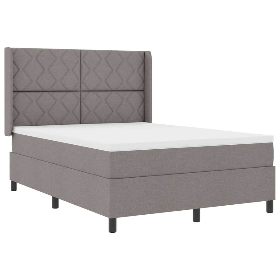 Boxspringbed met kussen met hoofdeinde Taupe 190 x 140 cm Stof