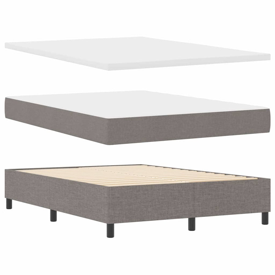 Boxspringbed met kussen met hoofdeinde Taupe 190 x 140 cm Stof
