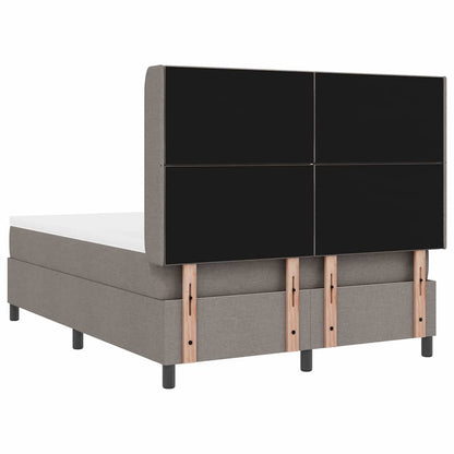 Boxspringbed met kussen met hoofdeinde Taupe 190 x 140 cm Stof