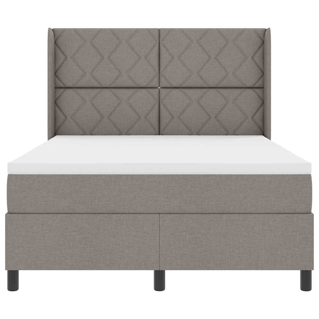 Boxspringbed met kussen met hoofdeinde Taupe 190 x 140 cm Stof