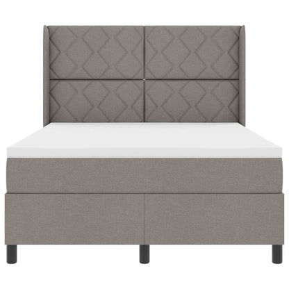 Boxspringbed met kussen met hoofdeinde Taupe 190 x 140 cm Stof