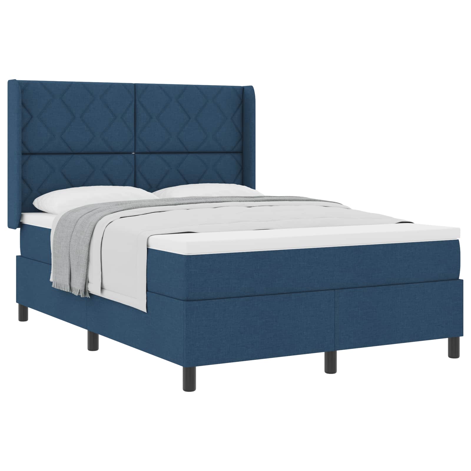 Boxspringbed met kussen met hoofdeinde Blauw 190 x 140 cm Stof