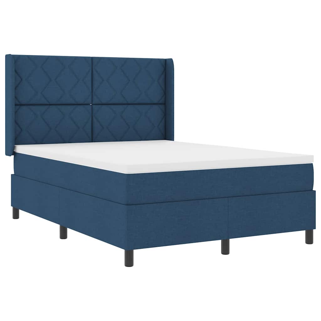Boxspringbed met kussen met hoofdeinde Blauw 190 x 140 cm Stof