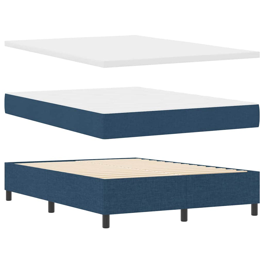 Boxspringbed met kussen met hoofdeinde Blauw 190 x 140 cm Stof