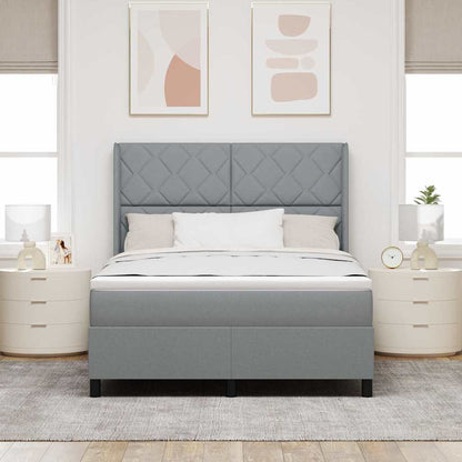 Boxspringbed met kussen Lichtgrijs 200 x 140 cm Stof