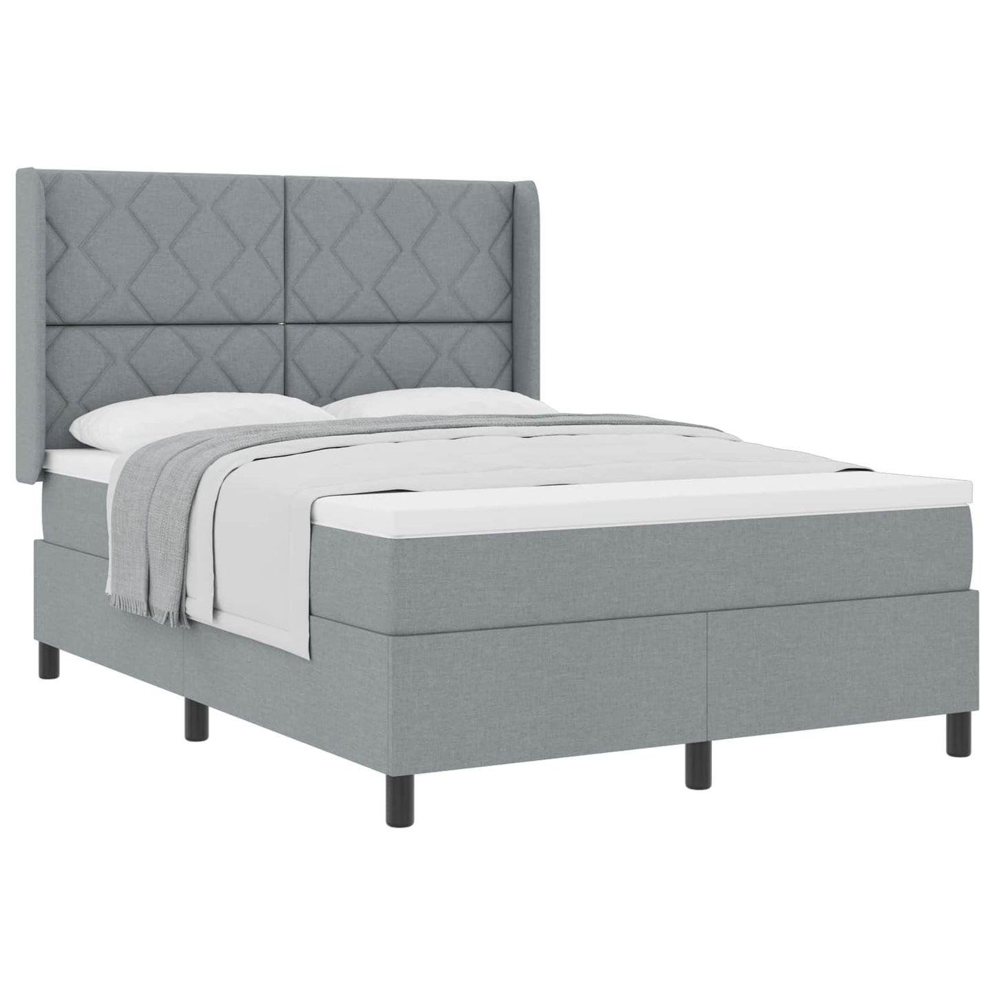 Boxspringbed met kussen Lichtgrijs 200 x 140 cm Stof