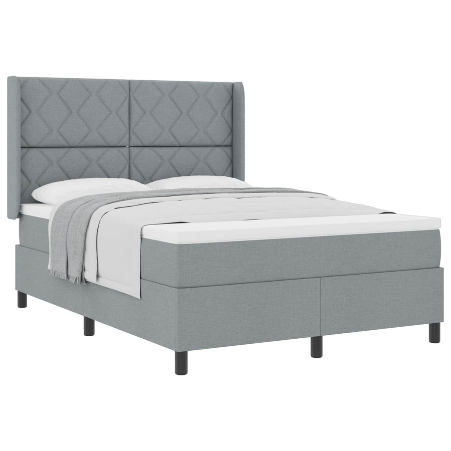 Boxspringbed met kussen Lichtgrijs 200 x 140 cm Stof