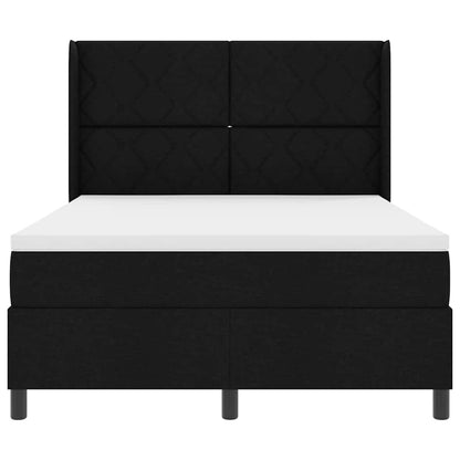 Boxspringbed met kussen met hoofdeinde Zwart 200 x 140 cm Stof