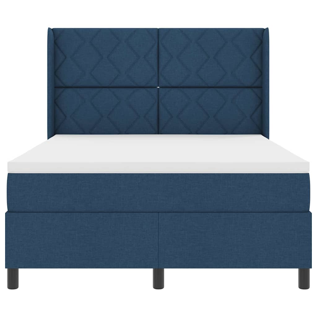 Boxspringbed met kussen met hoofdeinde Blauw 200 x 140 cm Stof