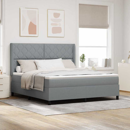 Boxspringbed met kussen Lichtgrijs 200 x 180 cm Stof