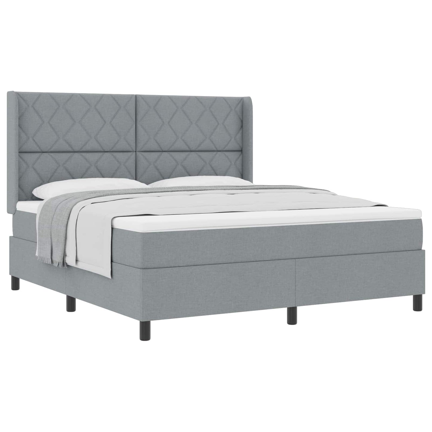 Boxspringbed met kussen Lichtgrijs 200 x 180 cm Stof