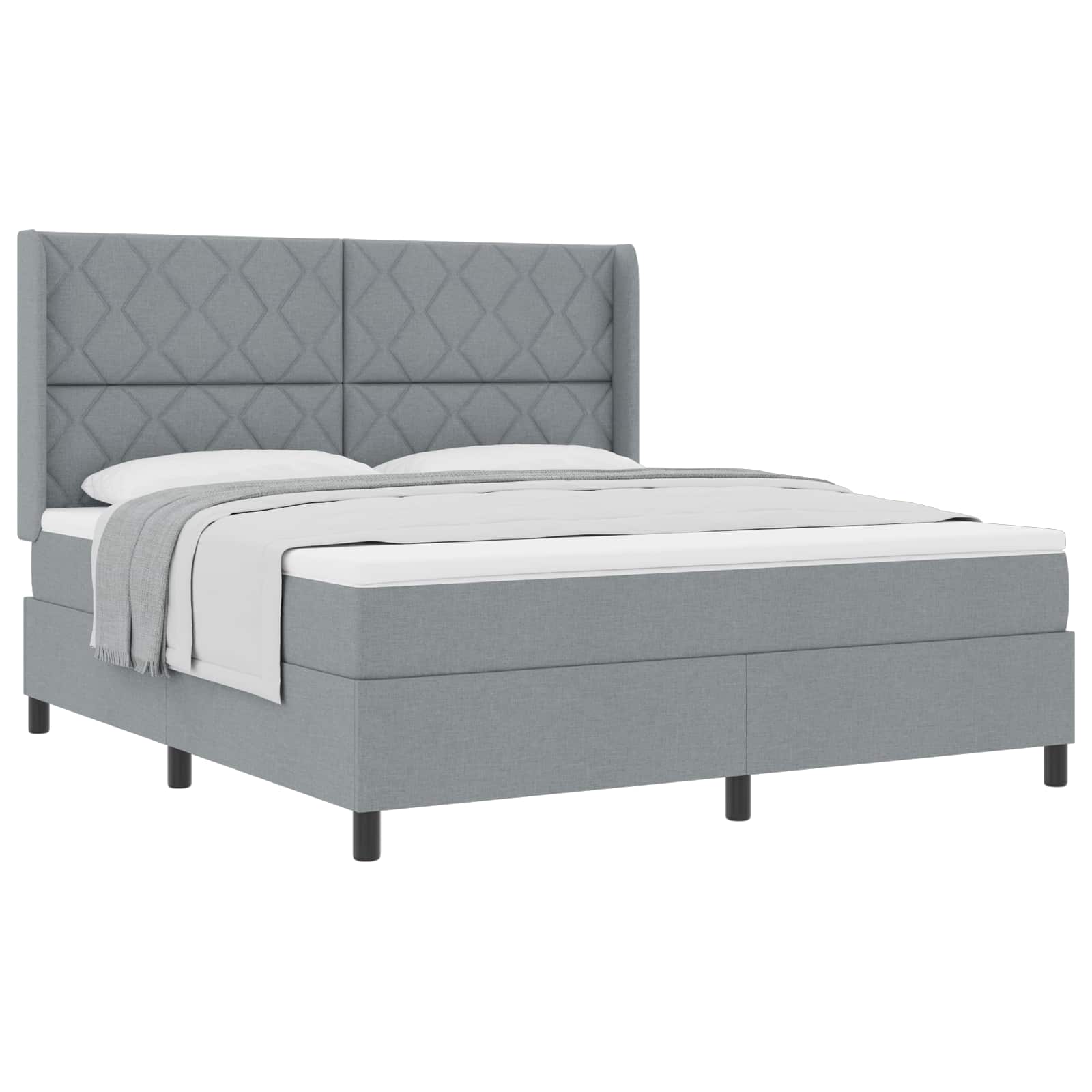 Boxspringbed met kussen Lichtgrijs 200 x 180 cm Stof