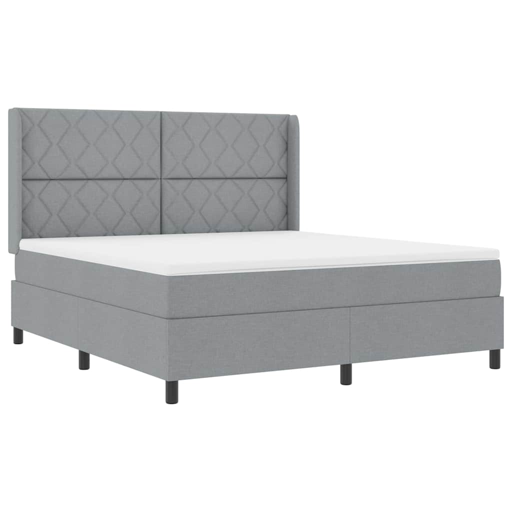 Boxspringbed met kussen Lichtgrijs 200 x 180 cm Stof