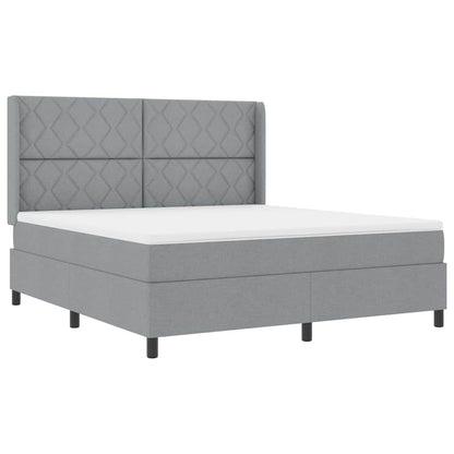 Boxspringbed met kussen Lichtgrijs 200 x 180 cm Stof