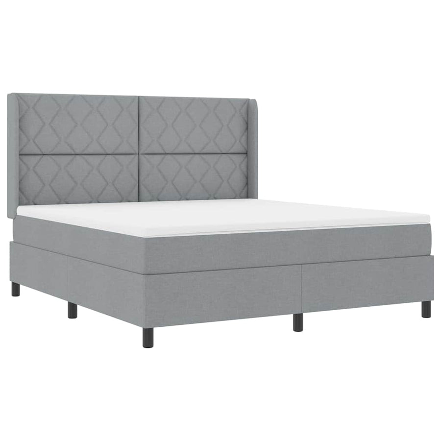 Boxspringbed met kussen Lichtgrijs 200 x 180 cm Stof