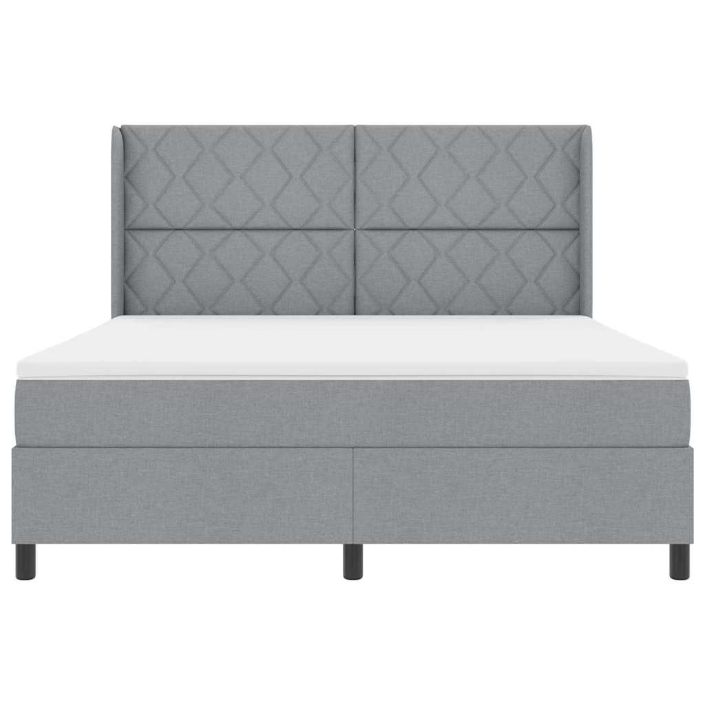 Boxspringbed met kussen Lichtgrijs 200 x 180 cm Stof