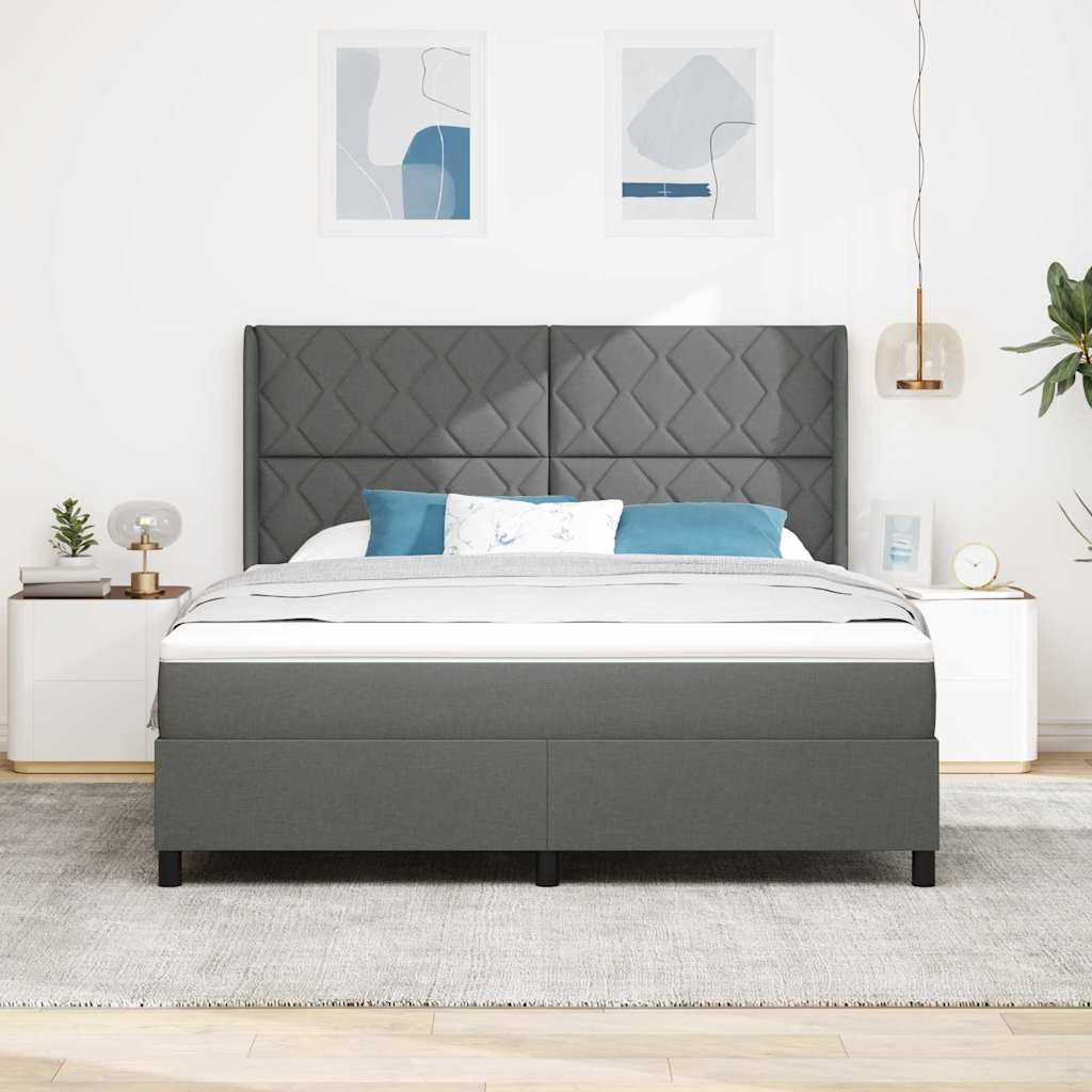 Boxspringbed met kussen Donkergrijs 200 x 180 cm Stof